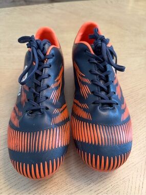 LEOCI-Firm Ground Soccer Football Cleats-Indoor/Outdr-UNISEX-Or/Bl M6.5/W8.0 39